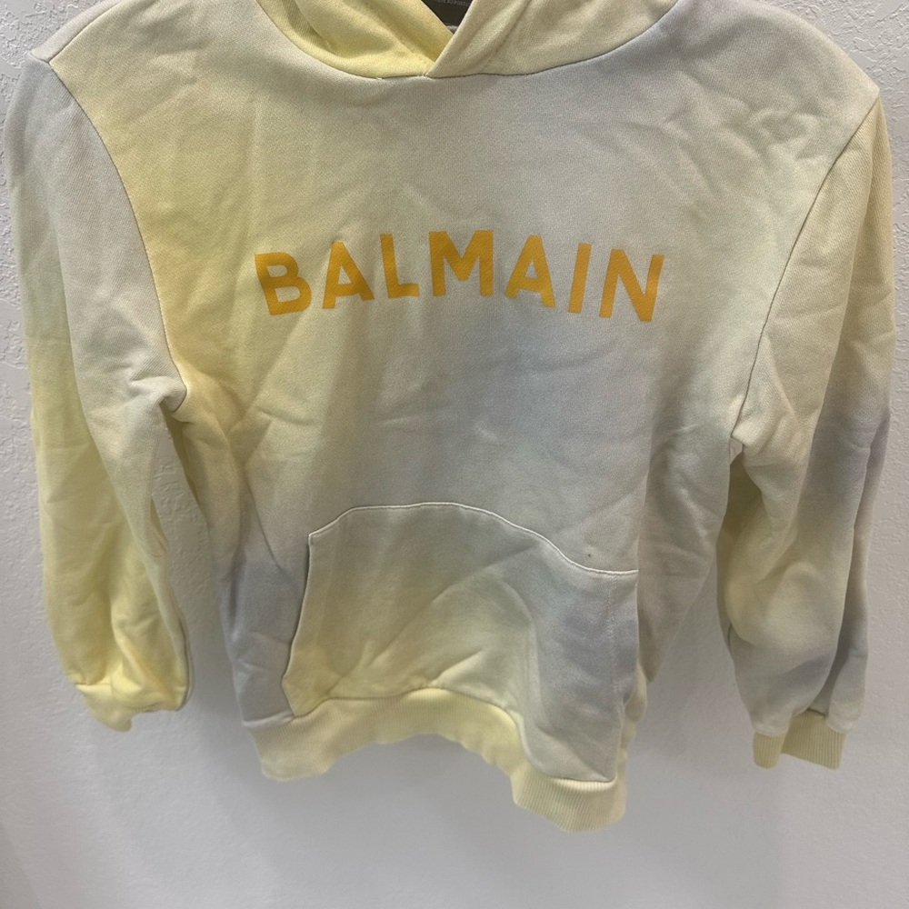 Balmain Paris Authentic Boys yellow and grey hoodie sz 10